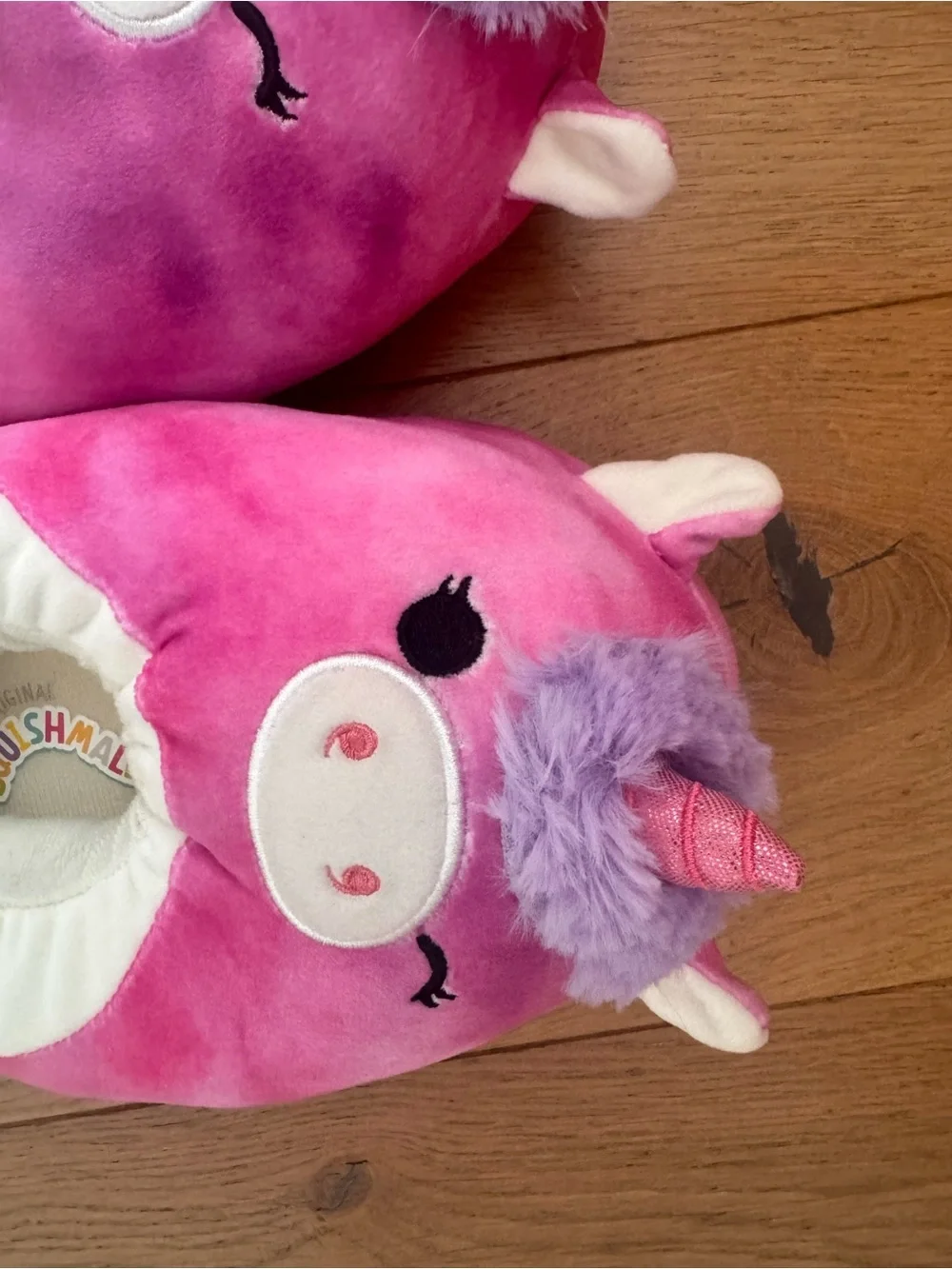 Squishmallows Pink & Purple Unicorn Plush Slippers